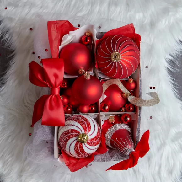 Lote de 6 bolas de Navidad en vidrio (D80 mm) Arctique mates Rojo 