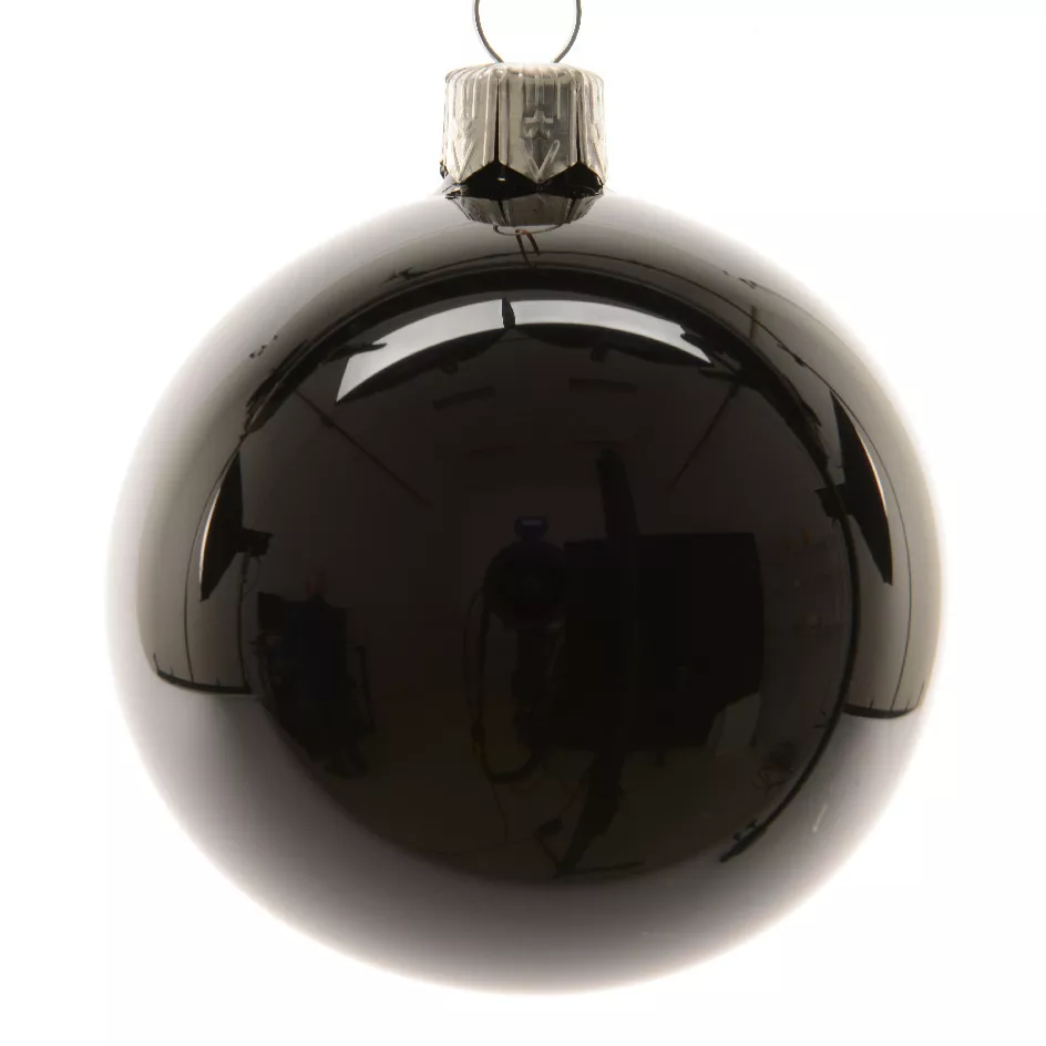 Lot de 4 boules de Noël en verre (D100 mm) Arctique brillante Noir