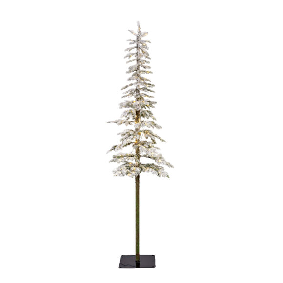 Albero di Natale artificiale luminoso esterno 150 LED H180 cm Sierra Verde innevato