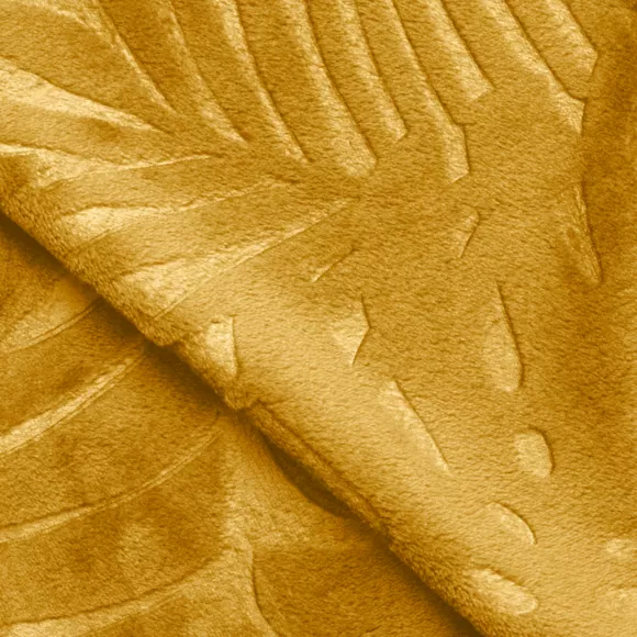 Cojín rectangular en franela (40 x 60 cm) Flora Amarillo mostaza