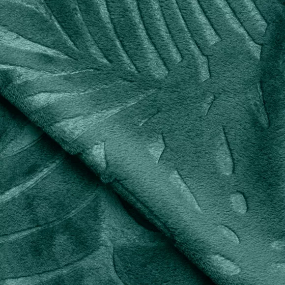 Plaid doux flanelle (220 x 240 cm) Flore Vert