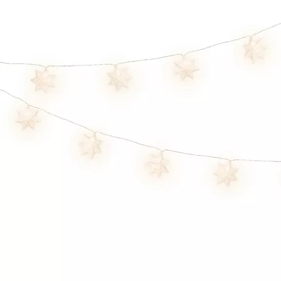 Lichtslinger op batterijen 10 LED (2,25 m) Sneeuwvlokken van papier Warm wit