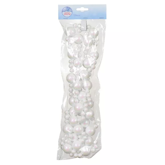 Guirlande de perles en mousse (180 cm) Noël Blanc pailleté