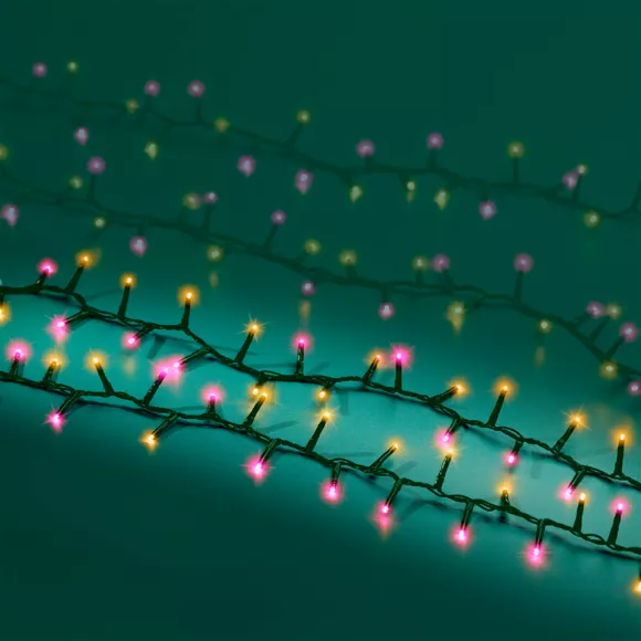 Lichtslinger 16m 750 LED groen kabel NewLuxe Twee kleuren Roze/wit