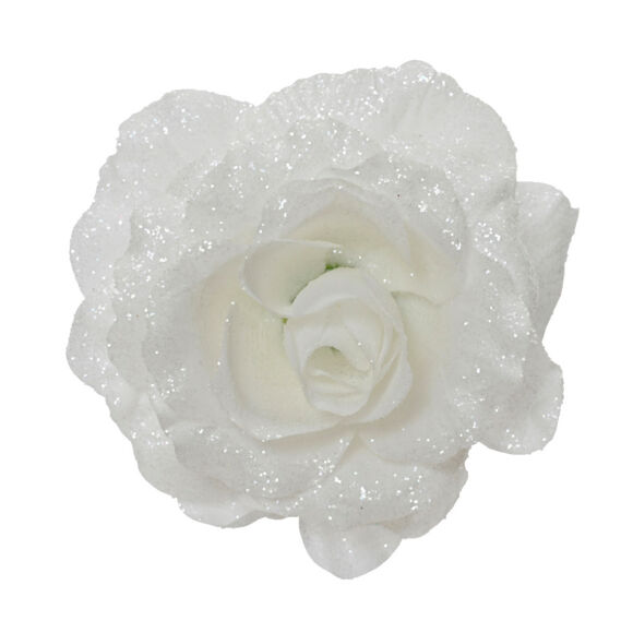 Decoratieve bloem op knijper (D12 cm) Schitterend Wit