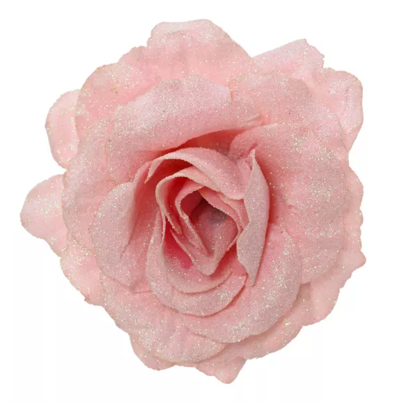 Flor decorativa en clip (D12 cm) Brillante Rosa empolvado