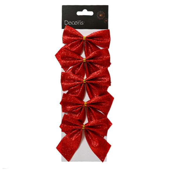 Set di 5 fiocchi di Natale (H9 cm) Brillante Rosso