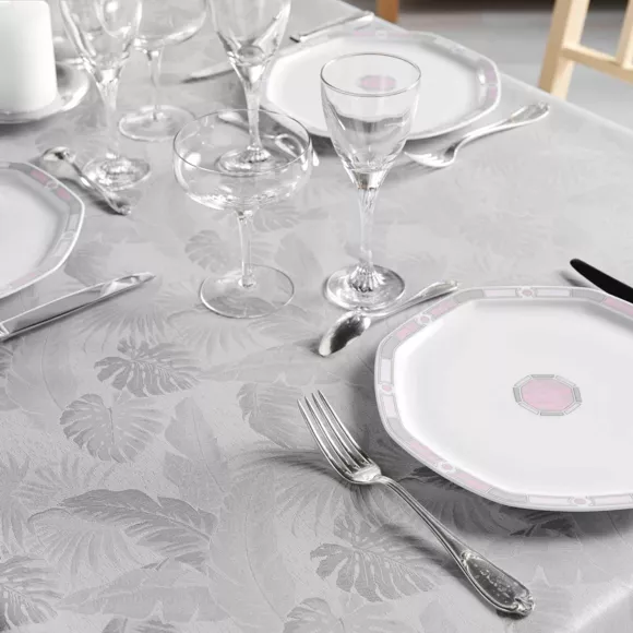 NAPPE RECTANGLE 140 x 250 CM JACQUARD ENDUIT ENOLA GRIS