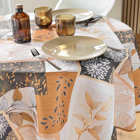 NAPPE RONDE (0) 180 CM POLYESTER IMPRIME FAYA NATUREL