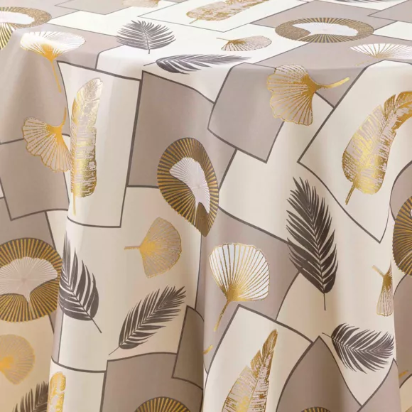 NAPPE RONDE (0) 180 CM POLYESTER IMPRIME METALLISE NATANE NATUREL