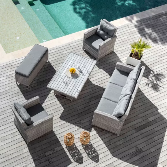 Mesa de jardín levantable en aluminio  7 lugares (145 x H5172 cm) Tivoli - Gris