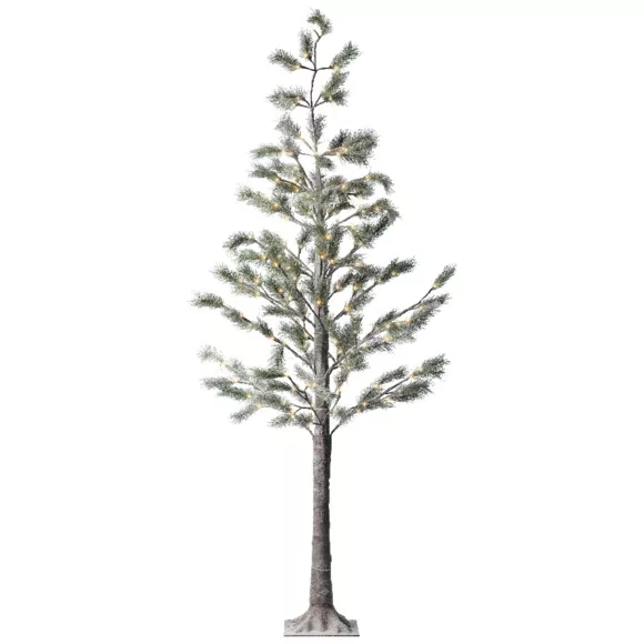 Arbre lumineux 128 LED (H210 cm) Sapin Alpin Vert enneigé/blanc chaud