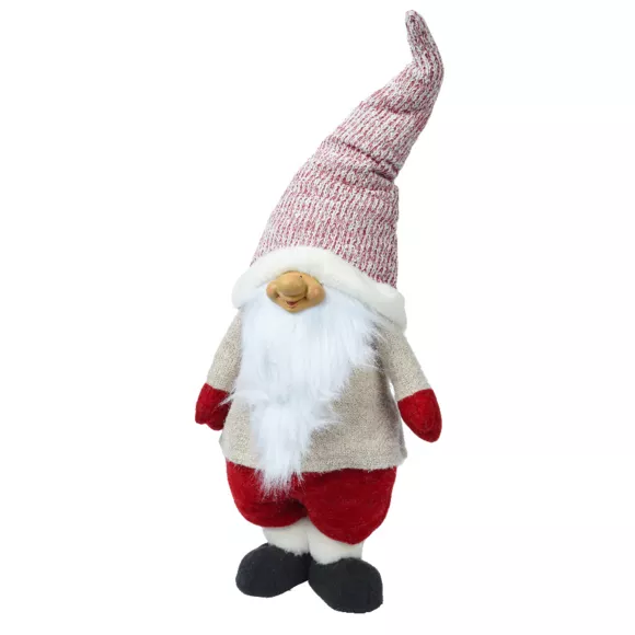 Lutin de Noël fait main (H85 cm) Rieur et barbe blanche