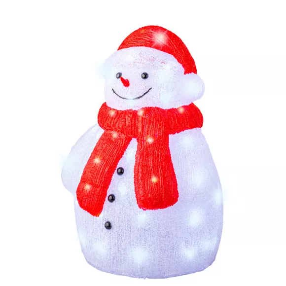 Lichtgevende sneeuwpop 60 LED (H46 cm) Lenny Koud Wit