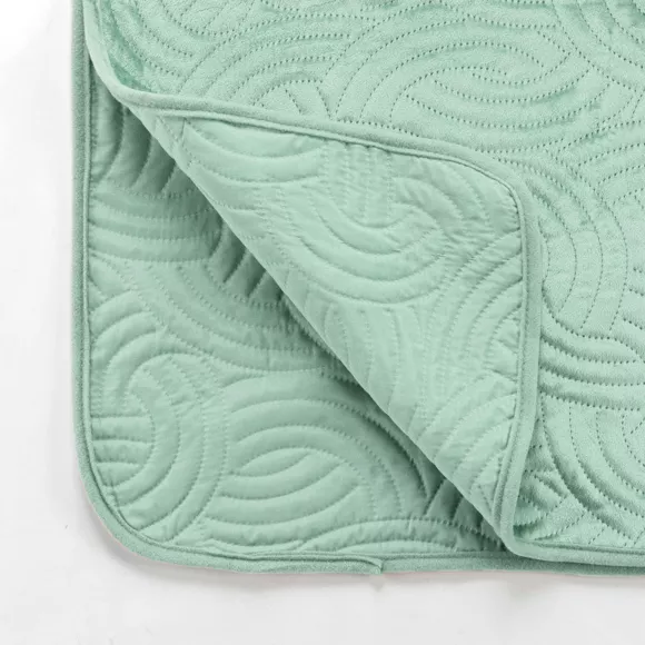 Cubrecama acolchado y fundas de almohada terciopelo (240 x 220 cm) Solange Verde salvia