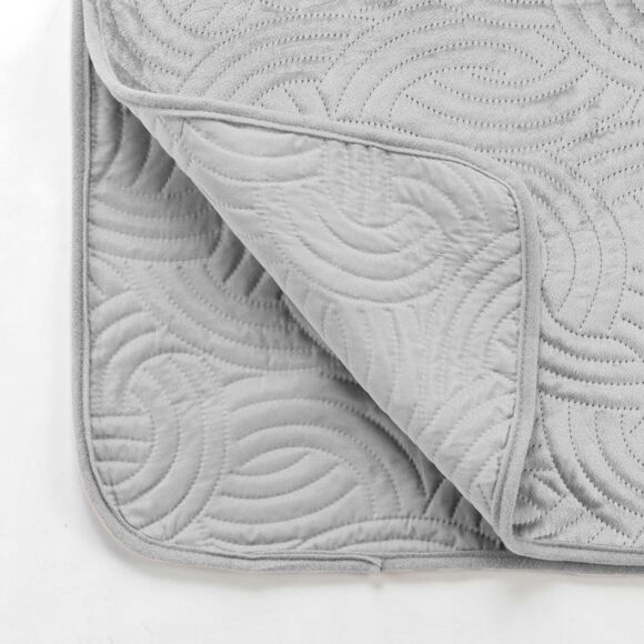 Couvre-lit matelassé et taies d'oreiller velours (240 x 220 cm) Solange Gris