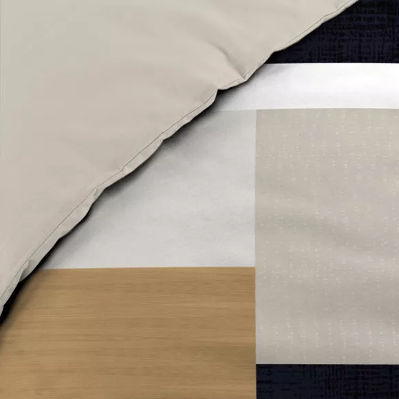 Housse de couette et deux taies percale de coton (260 x 240 cm) Ulysse Multicolore