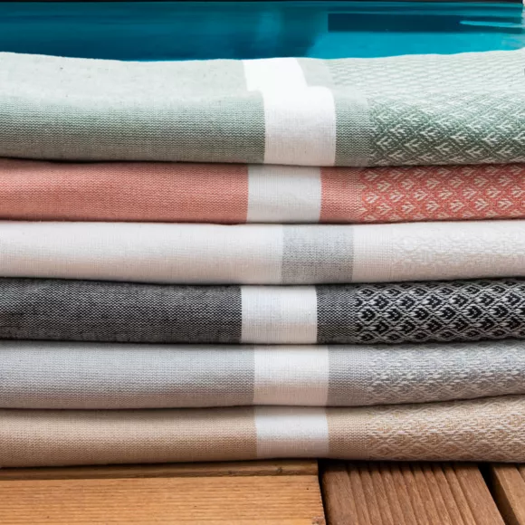 Fouta en algodón reciclado (100 x 200 cm) Selma Verde kaki