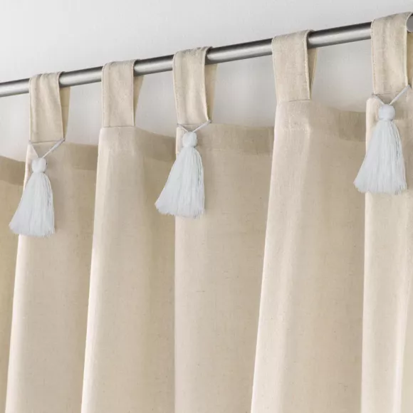 Cortina con passantes de tela de algodón (140 x 240 cm) Cyrine Beige