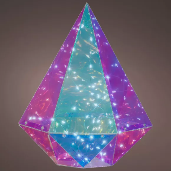 Batterij aangedreven lichtgevende diamant 40 LED (H30 cm) Ijsachtig Wit koud