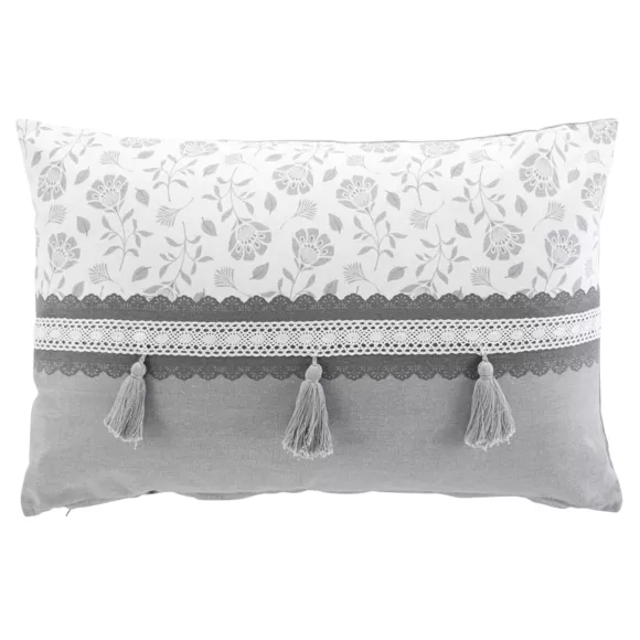 Cojín rectangular de tela de algodón (40 x 60 cm) Flavie Gris