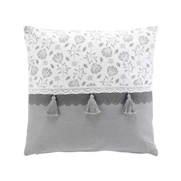 Coussin carré coton (50 x 50 cm) Flavie Gris