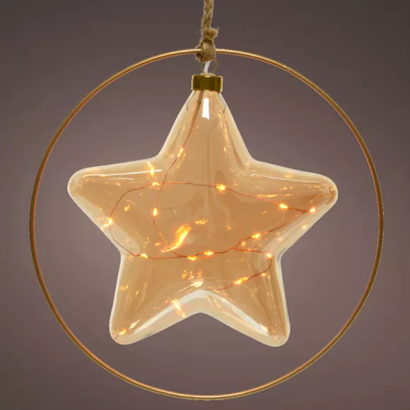 1 Micro LED etoile BO intŽrieur dia26.00-L6.50cm-15L ambre/blanc classique