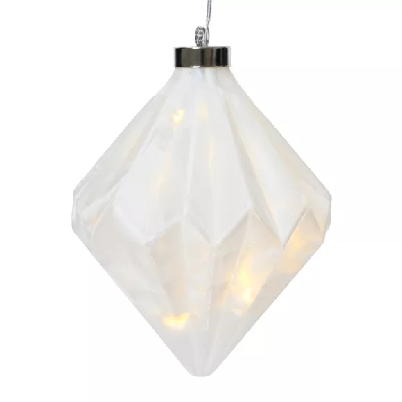 Suspension lumineuse en verre à piles 15 LED (H20 cm) Diamant Blanc chaud
