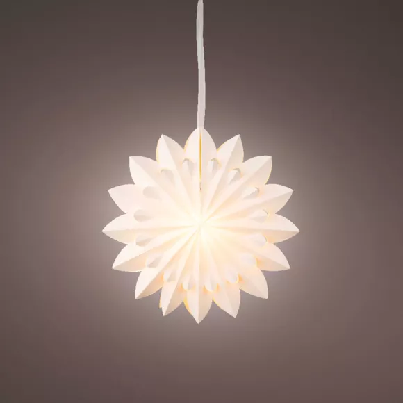 Hangende papieren LED-lamp (D40 cm) Origami Floralia Wit