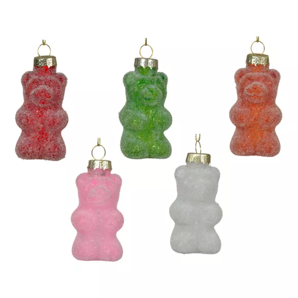 Lote de 5 Ositos de vidrio (H8 cm) Dulces Golosinas Multicolor