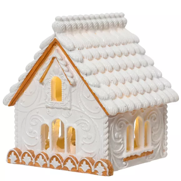 Maison lumineuse à piles (H10 cm) Gâteau à la crème Blanc chaud