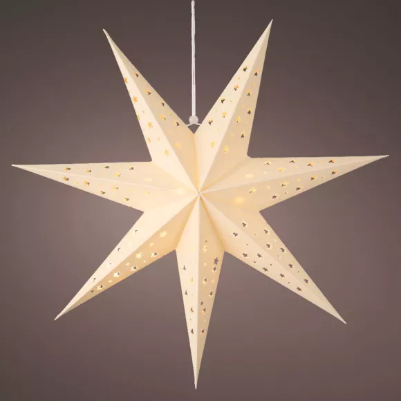 Heldere ster om op te hangen (H40 cm) Origami Stella Wit en warm wit