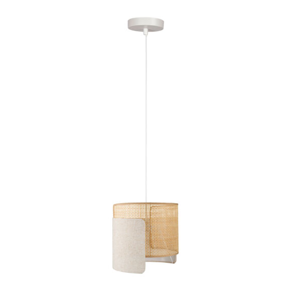 Hangende lamp van linnen en bamboe (D28,5 cm) Bourgeon Beige