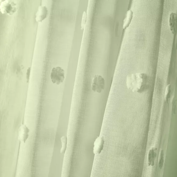 Voilage oeillets pompons (140 x 280 cm) Emie Vert d'eau