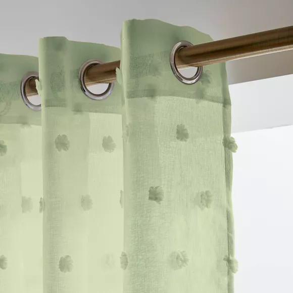 Voilage oeillets pompons (140 x 280 cm) Emie Vert d'eau
