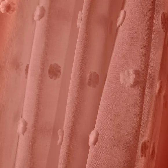 Voilage oeillets pompons (140 x 280 cm) Emie Terracotta