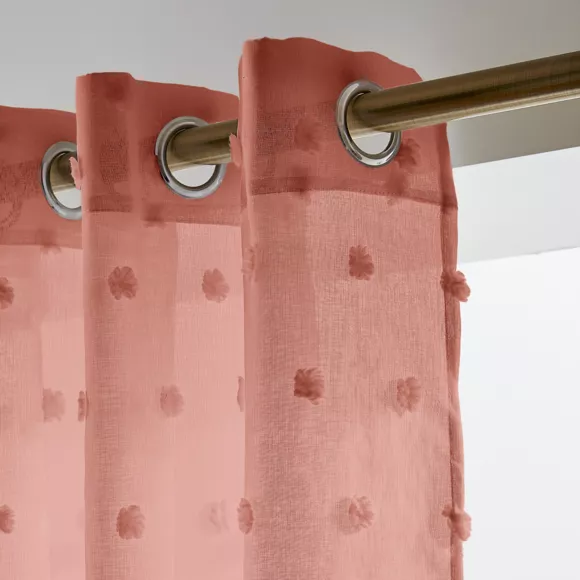 Voilage oeillets pompons (140 x 280 cm) Emie Terracotta