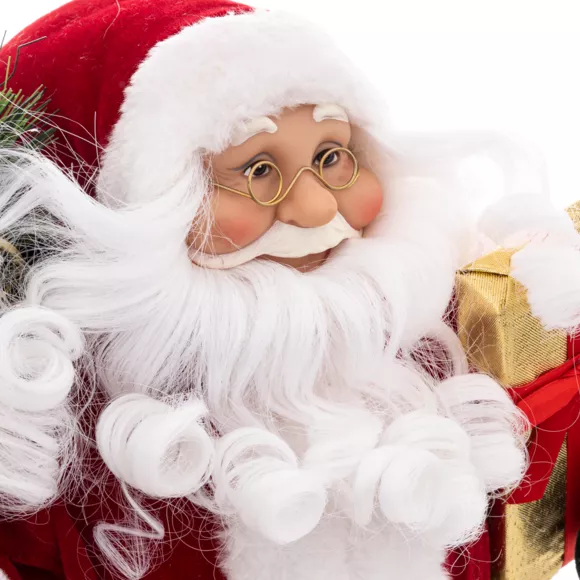 Traditionele Kerstman decoratie fluweel (H45 cm) Felix en cadeaus