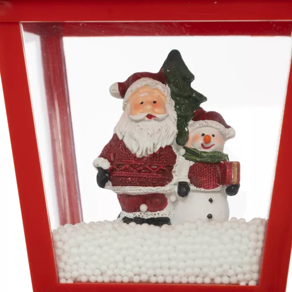 Batterij-aangedreven Kerstlantaarn (H31 cm) Kerstman en Sneeuw