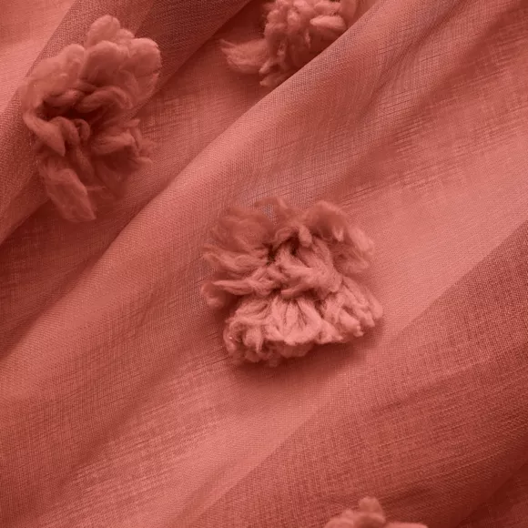 Visillo con pompones y ojales (140 x 280 cm) Suzie Terracota
