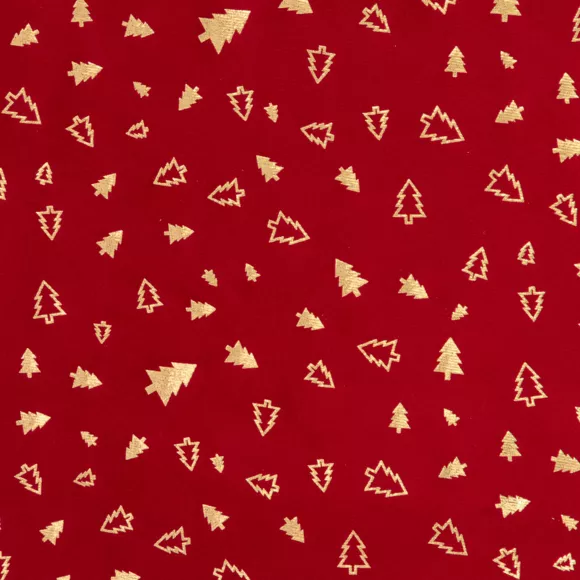 Fluwelen tafelloper (300 x 28 cm) Kerstbomen Rood