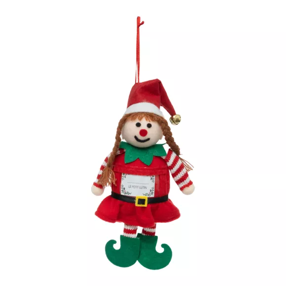 SUSPENSION DE NOEL TEXT LUTIN NOM FILLE 20CM