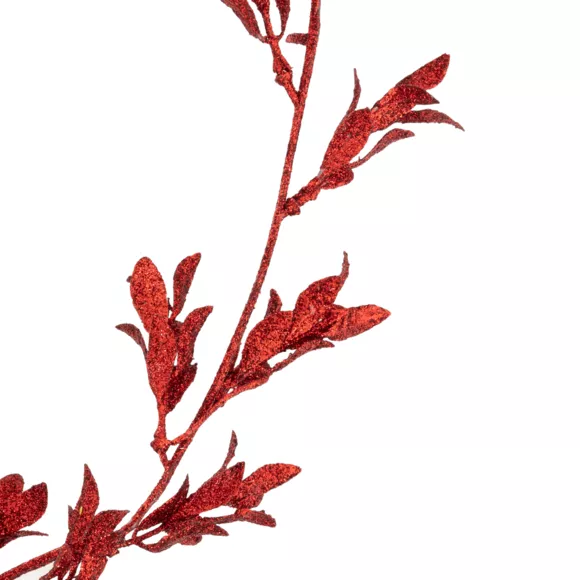 GUIRLANDE DE NOEL PLAST FEUILLES ROUGE 180CM
