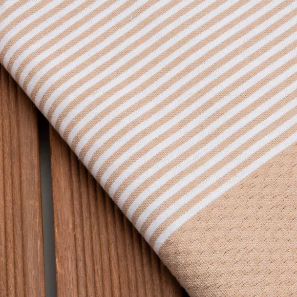 Fouta en algodón reciclado (100 x 200 cm) Océano Beige
