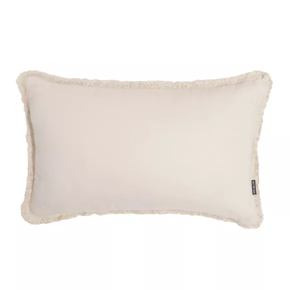 Coussin rectangulaire coton (40 x 60 cm) Pixel franges Beige