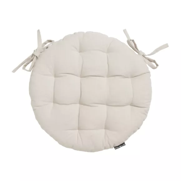 Cuscino rotondo per sedia in cotone (40 cm) Pixel Beige