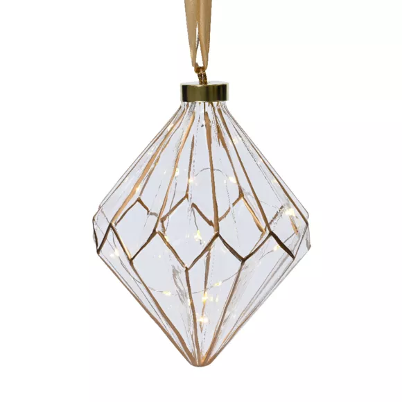 Diamant lumineux à piles 15 LED (H20 cm) Vintage Or/blanc chaud