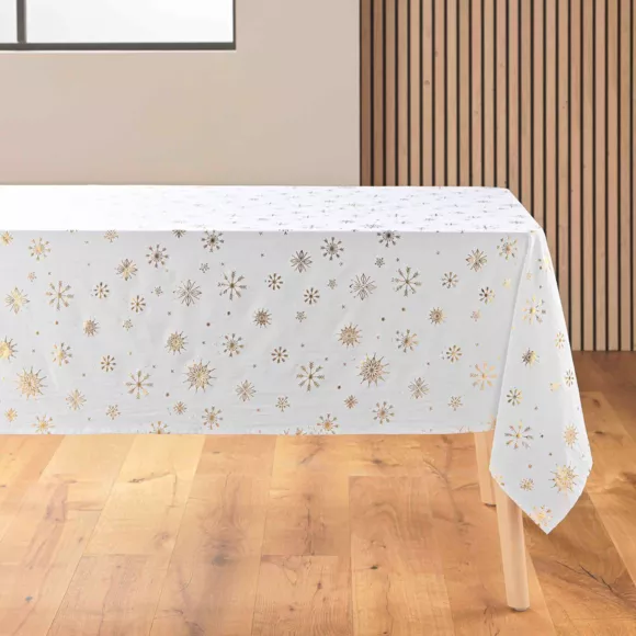 Rechteckige Tischdecke fleckenabweisend (140 x 240 cm) Astrelia Weiß und Gold