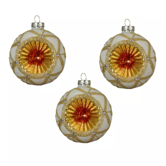 Lot de 3 boules de Noël en verre (D80 mm) Impérial Or
