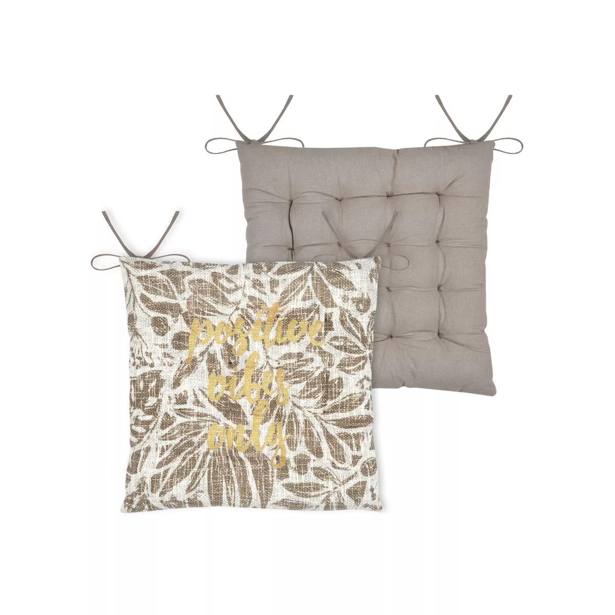 Cojín de silla cuadrado de algodón (38 x 38 cm) Hemera Taupe